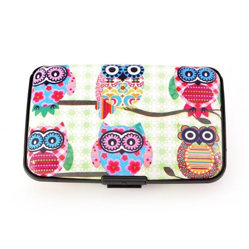 Owl Printed Business Card Case - Green