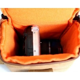 Canvas Compact System Camera Shoulder Bag - Khaki