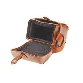 Vintage Style Leather Shoulder Bag for DSLR Camera - Light Brown