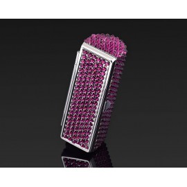 Classic Bling Swarovski Crystal Lipstick Case With Mirror - Purple