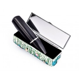 Medley Swarovski Crystal Lipstick Case With Mirror - Green