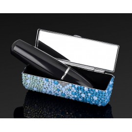 Gradation Swarovski Crystal Lipstick Case With Mirror - Blue