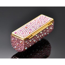 Scatter Bling Swarovski Crystal Lipstick Case With Mirror - Pink