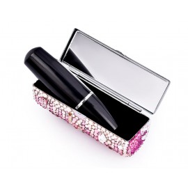 Medley Swarovski Crystal Lipstick Case With Mirror - Pink