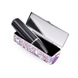 Medley Swarovski Crystal Lipstick Case With Mirror - Purple