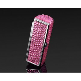 Classic Bling Swarovski Crystal Lipstick Case With Mirror - Rose Red